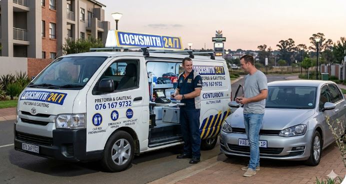 Professional automotive locksmith service in Centurion, Gauteng, providing emergency vehicle lockout assistance and specialized car key programming.